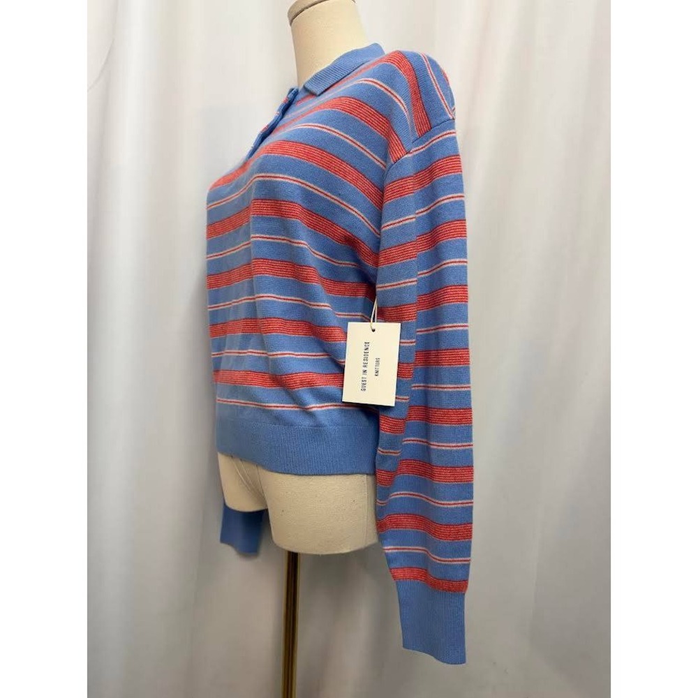 Guest in Residence Collegiate Stripe Polo Cashmere Sweater SMALL NWT - Picture 8 of 11